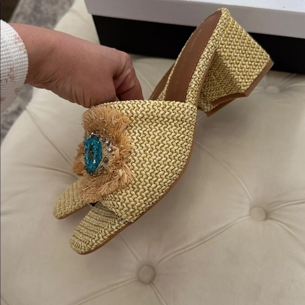 Kurt Geiger NWT Olive & Beige Block Heel Women’s Occasion Shoes Size 8 - Picture 4 of 14